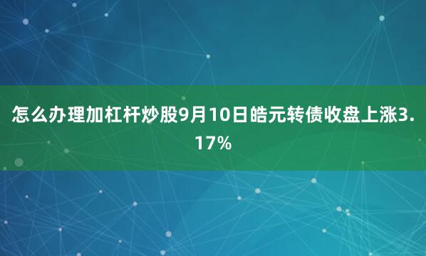 怎么办理加杠杆炒股9月10日皓元转债收盘上涨3.17%