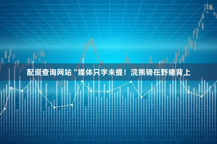 配资查询网站“媒体只字未提！浣熊骑在野猪背上
